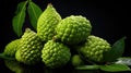 The sugar apple or sweetsop is the edible fruit of Annona squamosa creative minimalist still life