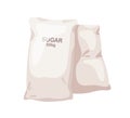 Sugar bags, big wholesale packages. Sweet beet ingredient packed in 50 kg industry sack. Beetroot sweetener bulk. Flat