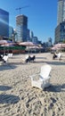 Sugar beach in Downtown Toronto in summer