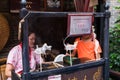 Sugar candy art made by a woman by a woman behind bar in Jinli Pedestrian Street