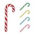 Sugar candy cane, christmas decoration in 5 colors