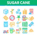 Sugar Cane Agriculture Collection Icons Set Vector Royalty Free Stock Photo