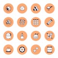 Sugar cane, cube flat line icons set. Sweetener, stevia, bakery products vector illustrations. Outline signs for