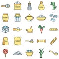 Sugar cane icons set vector color Royalty Free Stock Photo