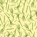 Sugar cane seamless pattern. Stems and leaves are an endless background. Vector illustration. Royalty Free Stock Photo