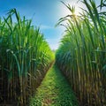 Sugar cane stalks on