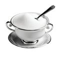 Sugar ceramic tea cup full of and spoon Royalty Free Stock Photo