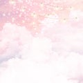 Sugar cotton pink clouds vector design background Royalty Free Stock Photo