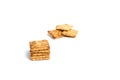 Sugar crackers stacked on white background Royalty Free Stock Photo