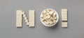 Sugar cubes arranged as word NO panorama Royalty Free Stock Photo