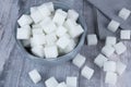 Sugar cubes in blue bowl Royalty Free Stock Photo