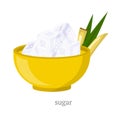 Sugar cubes in bowl flat vector illustration