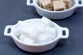 Sugar cubes in a ceramic bowls Royalty Free Stock Photo