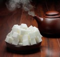 Sugar cubes on plate