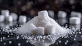 Sugar cubes on reflective surface