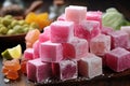 Sugar Cubes on Wooden Cutting Board