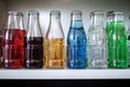 sugar-filled sodas replaced by water bottles on the fridge shelf Royalty Free Stock Photo