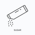 Sugar flat line icon. Vector outline illustration of sachet. Black thin linear pictogram for food pack