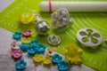 Sugar flower and tools for sugar decoration.Sugar decoration background.Tool for modeling sugar paste.