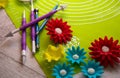 Sugar flower and tools for sugar decoration.Sugar decoration background.Tool for modeling sugar paste.