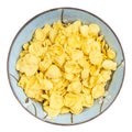 Sugar-free corn flakes in round bowl isolated Royalty Free Stock Photo