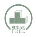 Sugar free food packaging stamp or sticker. Product label