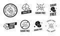 Sugar free foods Icons set. Various black and white designs, can be used as stamps, seals, badges, for packaging etc. Vector Royalty Free Stock Photo