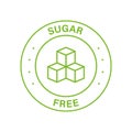 Sugar Free Green Circle Stamp. Zero Glucose Guarantee Line Icon. Food No Added Sugar Label. Diabetic Product Free Sugar Royalty Free Stock Photo