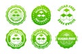 Sugar Free icons. The concept of healthy natural organic food. Collection of stamps in various designs. Food packaging