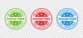 Sugar free stamp. No sugar added round label. Diabetic imprint badge. Green, red and blue seal marks Royalty Free Stock Photo