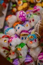 Sugar skulls made of sugar, are typical sweets during the time of October and November for the day of the dead in Mexico 2