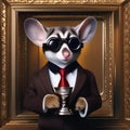 A sugar glider as a secret agent, dressed in a suit and holding a tiny spy gadget3