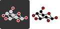 Sugar (glucose, beta-D-glucose) molecule, flat icon style. Carbon (white/grey) and oxygen (red) atoms shown as circles, hydrogen