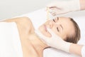 Sugar hair removal from woman body. Wax epilation spa procedure. Procedure beautician female. Mustache