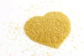 Sugar, Heart-shaped of Sugar from sugar cane top view, Background granulated sugar yellow brown, Sucrose red sugar heap Royalty Free Stock Photo