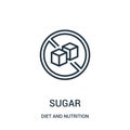 sugar icon vector from diet and nutrition collection. Thin line sugar outline icon vector illustration. Linear symbol
