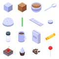 Sugar icons set, isometric style