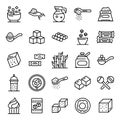 Sugar icons set, outline style