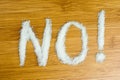 Sugar inscription `no` on the table Royalty Free Stock Photo