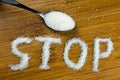 Sugar inscription stop Royalty Free Stock Photo