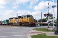 SUGAR LAND, TEXAS - DECEMBER, 2015: Union Pacific repairs train Royalty Free Stock Photo