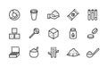 Sugar line icon. Candies and coffee sweeteners, sugar in cubes bags and packages, cane and stevia organic sugar symbols