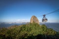 Sugar Loaf Mountain Cable Car and aerial view of Guanabara Bay from Urca Hill - Rio de Janeiro, Brazil Royalty Free Stock Photo