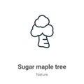 Sugar maple tree outline vector icon. Thin line black sugar maple tree icon, flat vector simple element illustration from editable Royalty Free Stock Photo