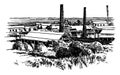 Sugar Mill Near Ponce, vintage illustration