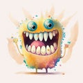 Sugar Monster, scary monster that represents negative effects of too much sugar on children's teeth and health. cute