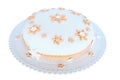 Sugar paste, white cake with pink decoration