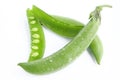 Sugar pea pods (Pisum sativum) on white background. Royalty Free Stock Photo