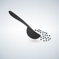 Sugar or salt pouring out of spoon. Menu concept. Vector illustration in flat design.