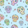 Sugar sculls doodle cute seamless pattern. Background, texture textile Royalty Free Stock Photo